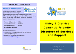 Ilkley & District Dementia Friendly Directory of Services and Support