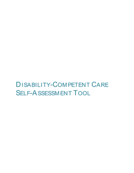 Disability-Competent Care Self-Assessment Tool