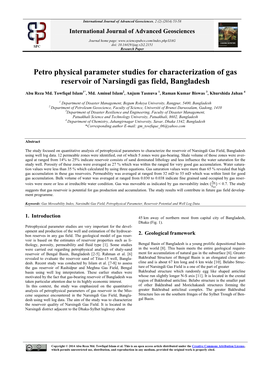 Petro Physical Parameter Studies for Characterization of Gas Reservoir of Narsingdi Gas Field, Bangladesh