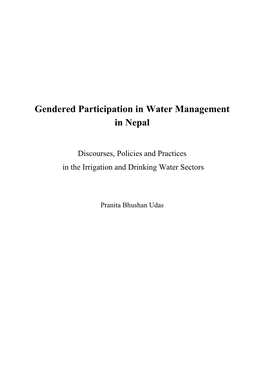 Gendered Participation in Water Management in Nepal