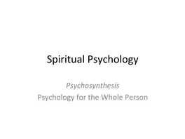 Spiritual Psychology