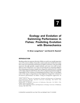 Ecology and Evolution of Swimming Performance in Fishes: Predicting Evolution with Biomechanics
