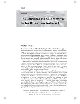 A the Unfinished Dialogue of Martin Luther King, Jr. and Malcolm X