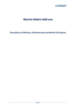 UVNSW Marine Debris Add Ons Species Descriptions