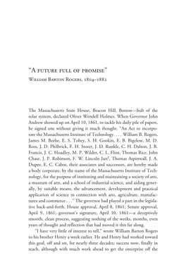 “A Future Full of Promise” William Barton Rogers, 1804–1882