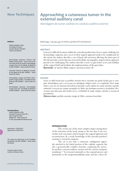 Approaching a Cutaneous Tumor in the External Auditory Canal Abordagem De Tumor Cutâneo No Conduto Auditivo Externo