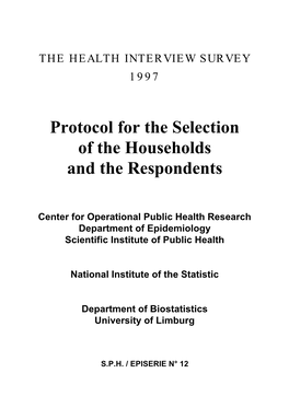 Protocol for the Selection of the Households and the Respondents