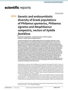 Genetic and Endosymbiotic Diversity of Greek Populations Of