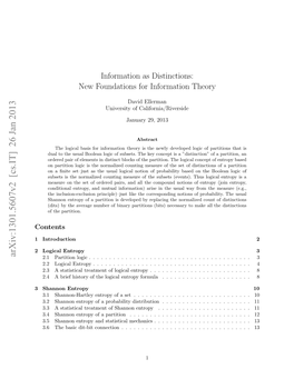 Information As Distinctions: New Foundations for Information Theory