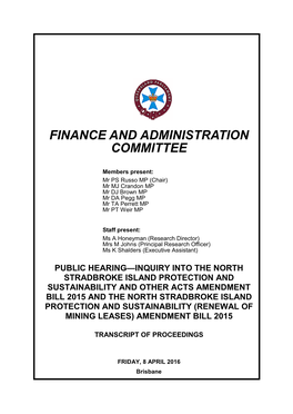 Finance and Administration Committee