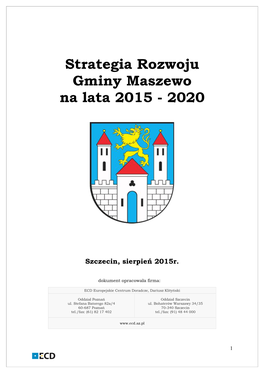 Strategia Rozwoju Gminy Maszewo Na Lata 2015 - 2020