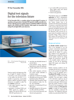 Digital Test Signals for the Television Future