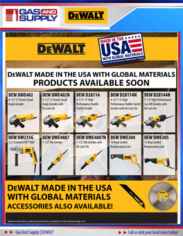 Dewalt Made in the Usa with Global Materials Products Available Soon