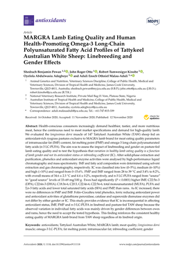 MARGRA Lamb Eating Quality and Human Health-Promoting Omega-3