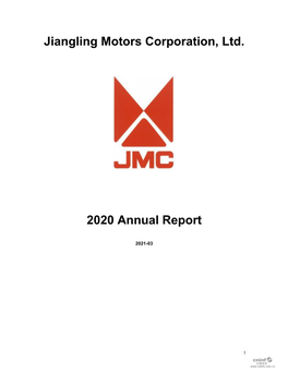 Jiangling Motors Corporation, Ltd. 2020 Annual Report