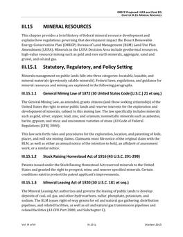 Iii.15 Mineral Resources