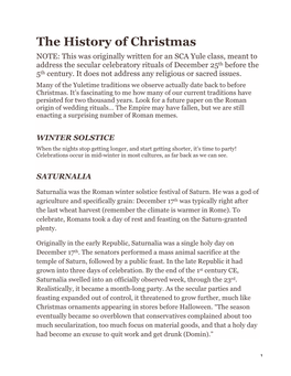 The History of Christmas