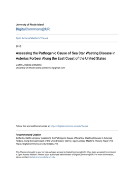 Sea Star Wasting Disease in Asterias Forbesi Along the East Coast of the United States