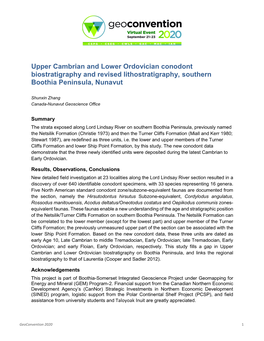 Upper Cambrian and Lower Ordovician Conodont Biostratigraphy and Revised Lithostratigraphy, Southern Boothia Peninsula, Nunavut