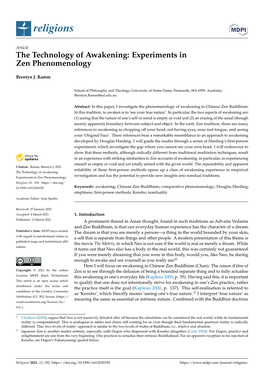 The Technology of Awakening: Experiments in Zen Phenomenology