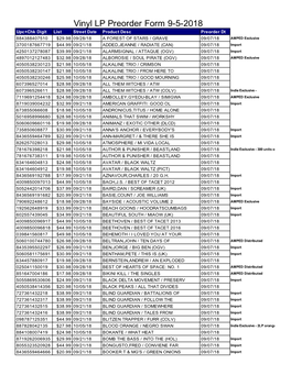 LP Pre-Order Report 9-5-18.Xls