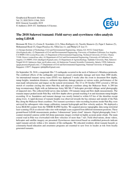 The 2018 Sulawesi Tsunami: Field Survey and Eyewitness Video Analysis Using Lidar