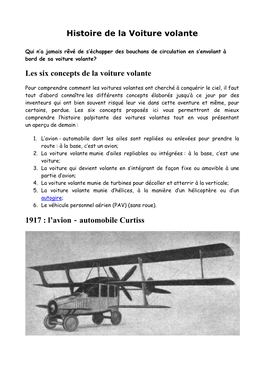 Histoire De La Voiture Volante Les Six Concepts De La Voiture Volante 1917 : L'avion‐Automobile Curtiss