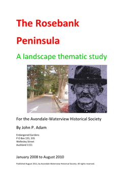 The Rosebank Peninsula Landscape Study