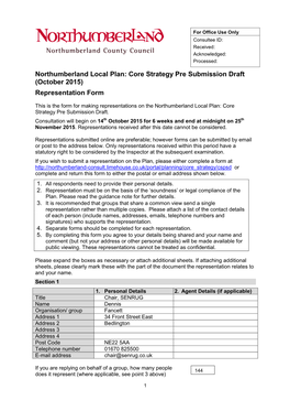 Response to Northumberland County Council Core Draft Strategy