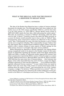 What Is the Biblical Date of the Exodus? a Response to Bryant Wood