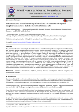 Antidiabetic and Anti-Inflammatory Effects of Two Fabaceae Extracts Against Streptozotocin Induced Diabetic Impairment in Male Rats