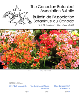 The Canadian Botanical Association Bulletin Bulletin De L'association Botanique Du Canada Vol