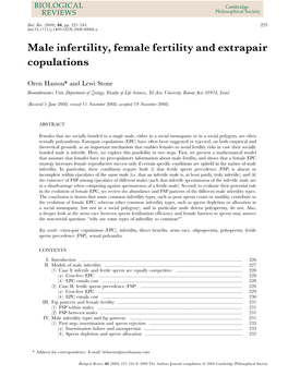 Male Infertility, Female Fertility and Extrapair Copulations