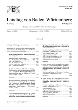 Landtag Von Baden-Württemberg 89