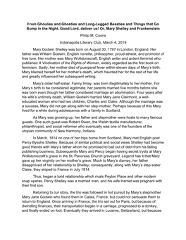 From Ghoulies and Ghosties and Long-Legged Beasties and Things That Go Bump in the Night, Good Lord, Deliver Us! Or, Mary Shelley and Frankenstein Philip M