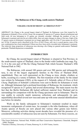 THAI FOR. BULL (BOT.) 31: 13–26. 2003. VORADOL CHAMCHUMROON & CHRISTIAN PUFF: the Rubiaceae of Ko Chang, South-Eastern