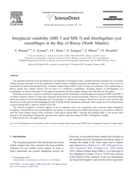 MIS 5 and MIS 7) and Dinoflagellate Cyst Assemblages in the Bay of Biscay (North Atlantic) ⁎ A