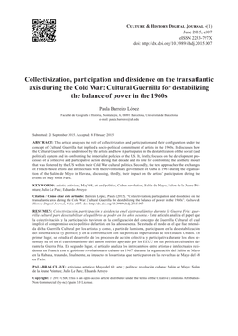 Collectivization, Participation and Dissidence on the Transatlantic Axis During the Cold War: Cultural Guerrilla for Destabilizing the Balance of Power in the 1960S