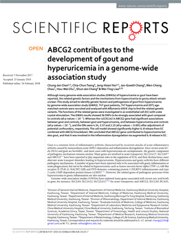 ABCG2 Contributes to the Development of Gout And