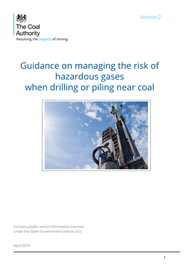 Guidance on Managing the Risk of Hazardous Gases When Drilling Or Piling Near Coal