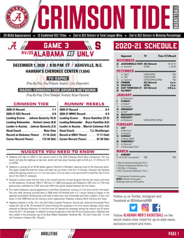 2020-21 Schedule Rv/25Alabama Vs Unlv Game 3