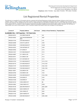 Rental Registration List