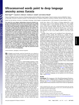 Ultraconserved Words Point to Deep Language Ancestry Across Eurasia
