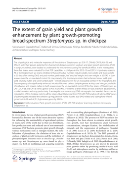 The Extent of Grain Yield and Plant Growth Enhancement by Plant Growth-Promoting Broad-Spectrum Streptomyces Sp
