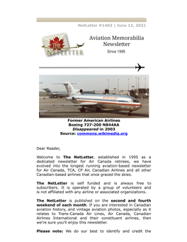 Netletter #1463 | June 12, 2021 Former American Airlines Boeing