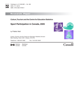 Sport Participation in Canada, 2005