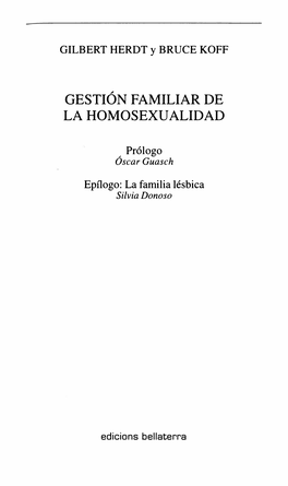 Herdt Gilbert Y Koff Bruce. Gestión Familiar De La Homosexualidad