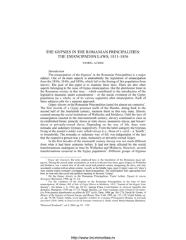 The Gypsies in the Romanian Principalities: the Emancipation Laws, 1831–1856