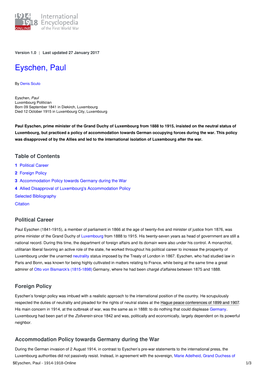 Eyschen, Paul | International Encyclopedia of the First World War