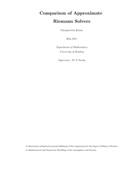 Comparison of Approximate Riemann Solvers
